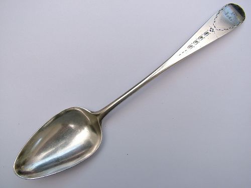 Isaac Hutton early American silver table spoon