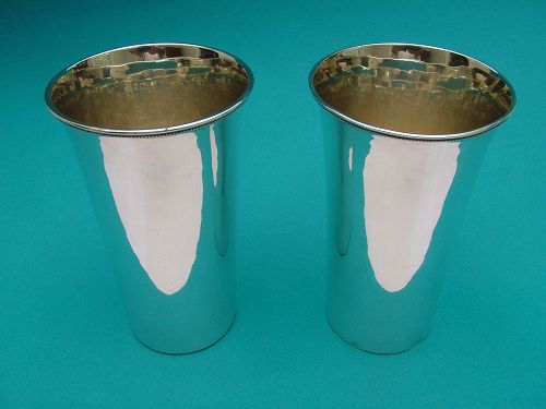 pair of Arthur Stone sterling hand wrought beakers