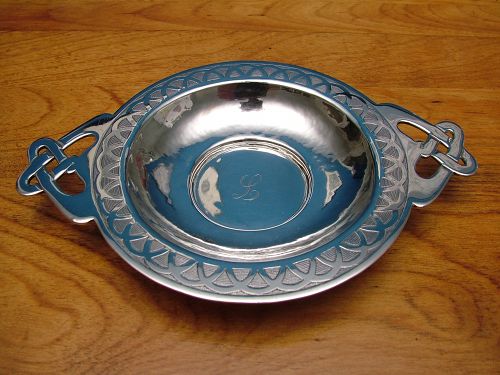 Adolphe Kunkler sterling hand wrought two handled dish,