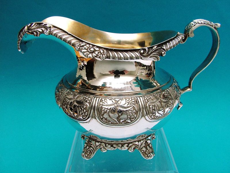 a good China Trade silver cream jug, Wongshing,