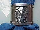 A pair of coin silver MEDALLION napkin rings