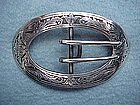 KERR acid etched Art Nouveau belt buckle