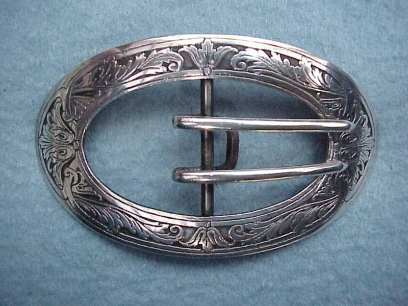 KERR acid etched Art Nouveau belt buckle
