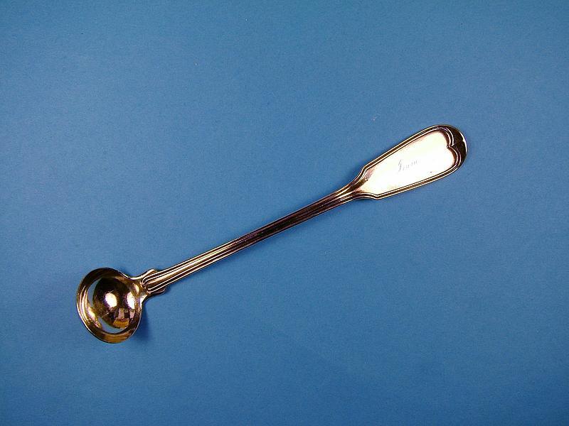 FIDDLE THREAD coin silver mustard ladle of