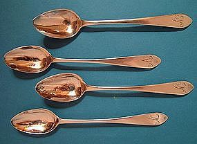 four antique American teaspoons maker IC