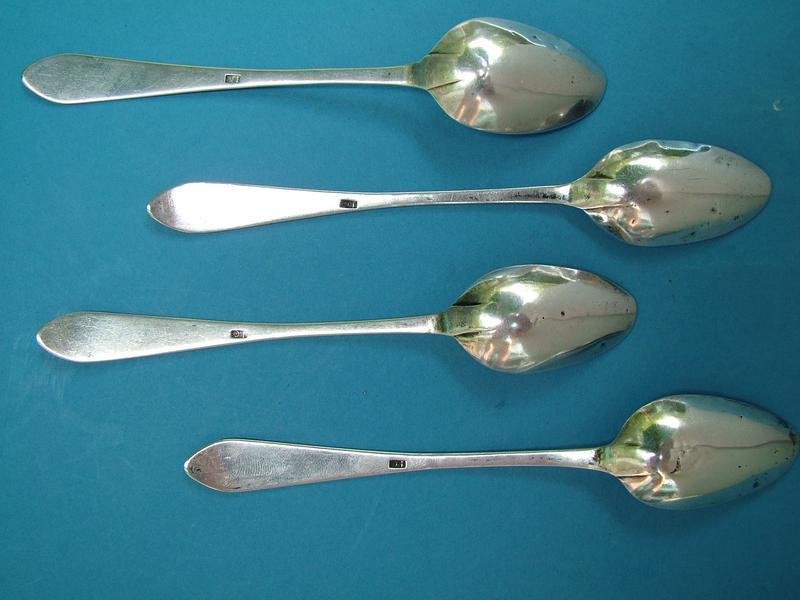 four antique American teaspoons maker IC