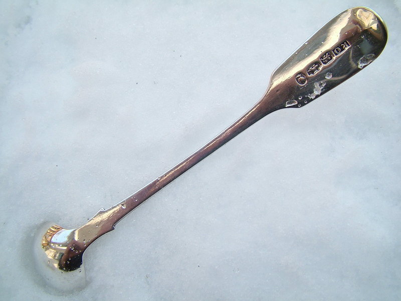 early Canadian silver FIDDLE mustard ladle,