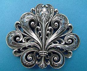Gorham Art Nouveau belt buckle, Oak leaf motif