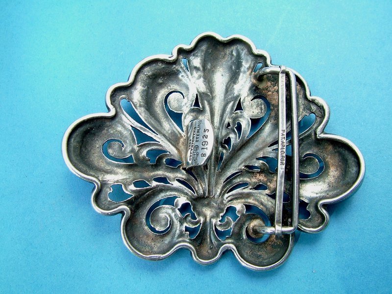Gorham Art Nouveau belt buckle, Oak leaf motif