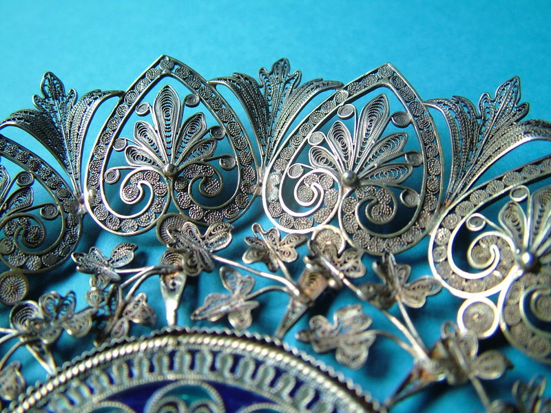 exceptional plique a jour and silver gilt filigree dish