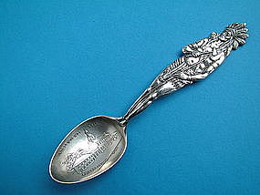 Full figural Indian/Independence Hall souvenir teaspoon