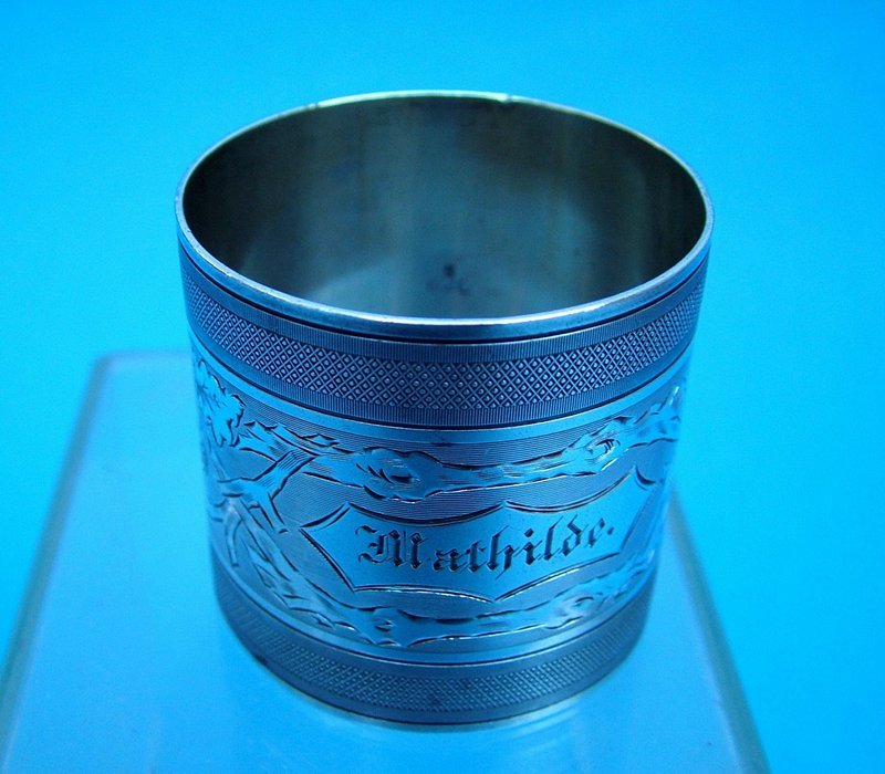 engine turned &amp; hand engraved napkin ring &quot;Mathilde&quot;