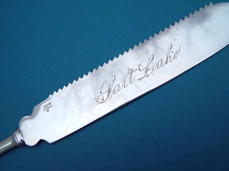 a good Gorham bright cut cake knife, &quot;Salt Lake&quot;