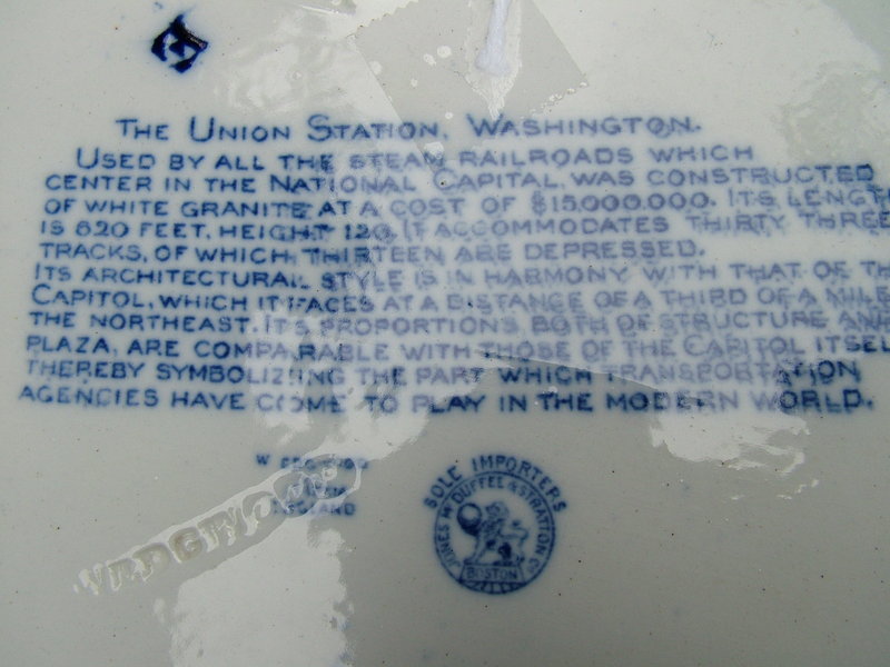 Wedgwood UNION STATION (DC) blue transfer plate