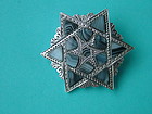 Scottish sterling and agate six sided star brooch