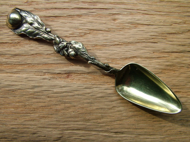 Gorham cast silver gilt citrus spoon &quot;HE&quot; mark