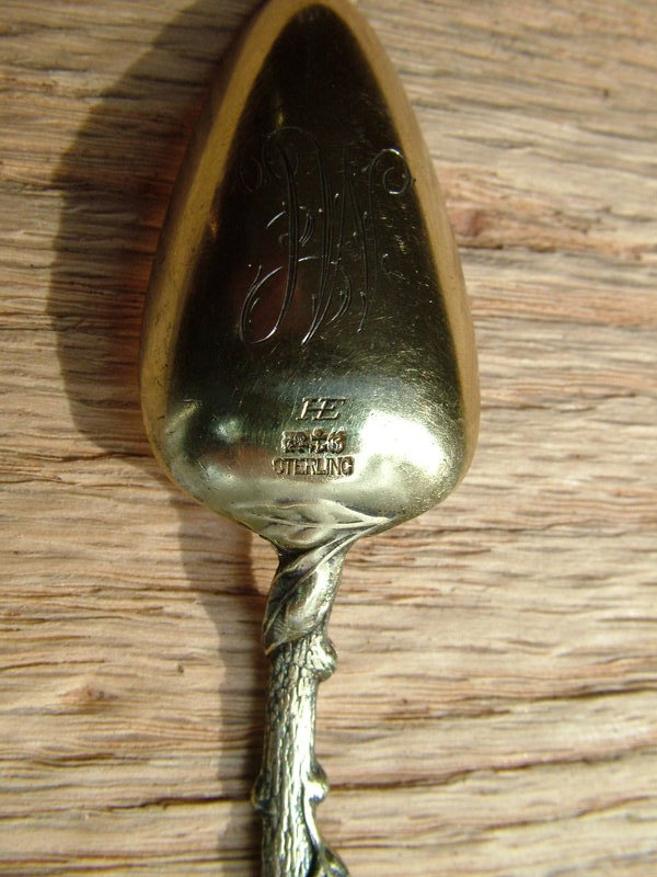 Gorham cast silver gilt citrus spoon &quot;HE&quot; mark