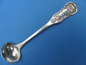 coin silver KING mustard ladle,  Lewis Cary,