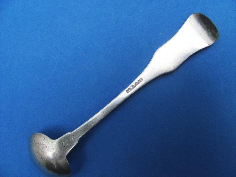 coin silver KING mustard ladle,  Lewis Cary,