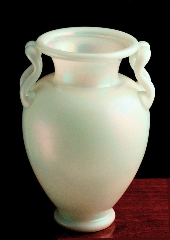 Steuben M-Handle Ivrene Glass Vase