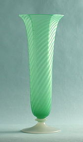 Steuben Green Jade and Alabaster Vase