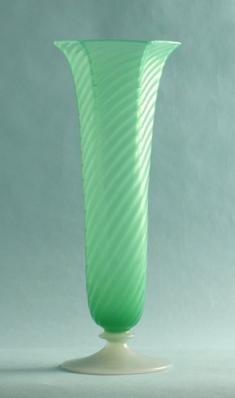 Steuben Green Jade and Alabaster Vase