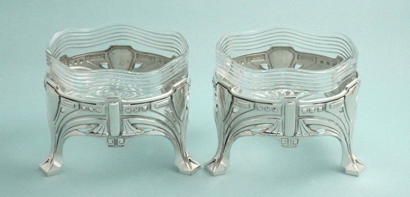 Koch &amp; Bergfeld Art Nouveau Silver and Crystal Bowls