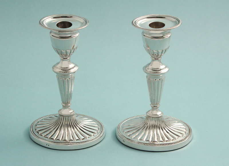 Antique Silver Adams Style Candlesticks