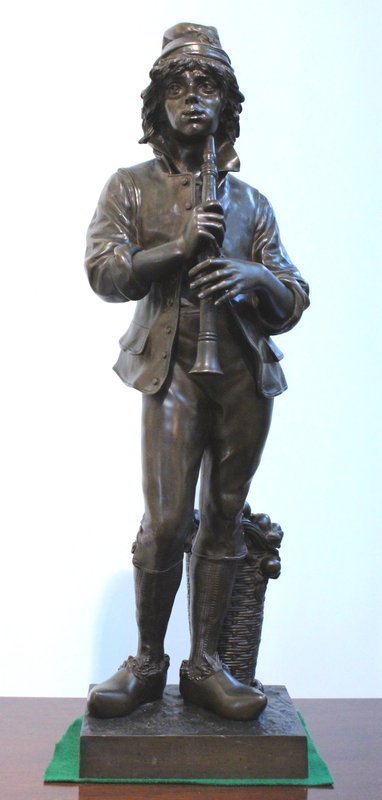 Duchoiselle Bronze Boy With Flute or Chalumeau