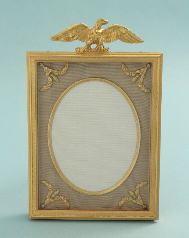 Antique Gilded Bronze Photo Frame with Eagle