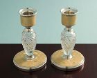 Art Deco Enamel, Silver and Crystal Candlesticks