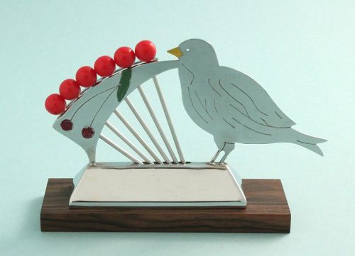 Art Deco Bird with Cherries Cocktail Picks Set