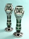 Pair Art Nouveau Silver Overlay Vases