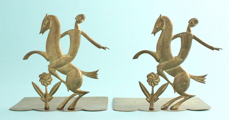 Hagenauer Horse-and-Rider Bookends