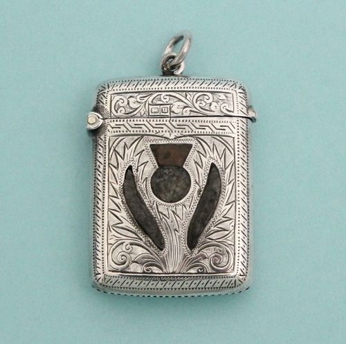 Antique English Silver and Agate Vesta Case