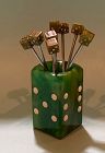 Bakelite Dice Cocktail Picks with Holder