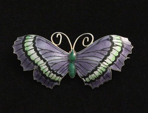 John Atkins Enamel and Silver Butterfly Brooch