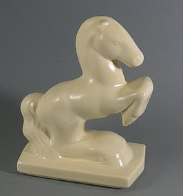 Rare Art Deco Metlox White Rearing Horse California