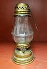 Antique Brass Ice Skater Gas Lantern Lamp Original glass