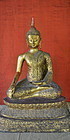 LARGE THAI GILT BRONZE 19th CENTURY BUDDHA. NEW PRICE.