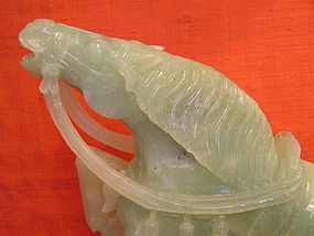 VERY WELL MODELED CHINESE CELADON JADE HORSE