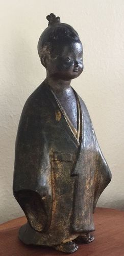 JAPANESE BRONZE STATUE OF YOUNG MONK