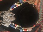 CHINESE SILVER KIRIN AND LAPIS LAZULI  NECKLACE