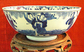 Chinese Blue White Bowl With Immortals