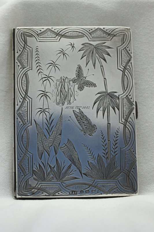Sterling silver card case with diary and pencil