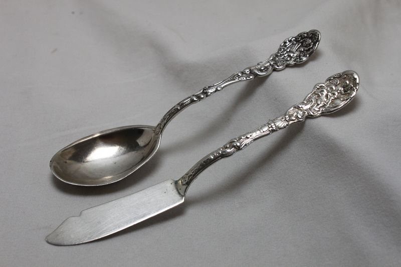 Gorham sterling silver butter knife & spoon - Versailles pattern