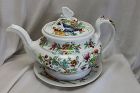 Ridgway hand coloured porcelain teapot and stand