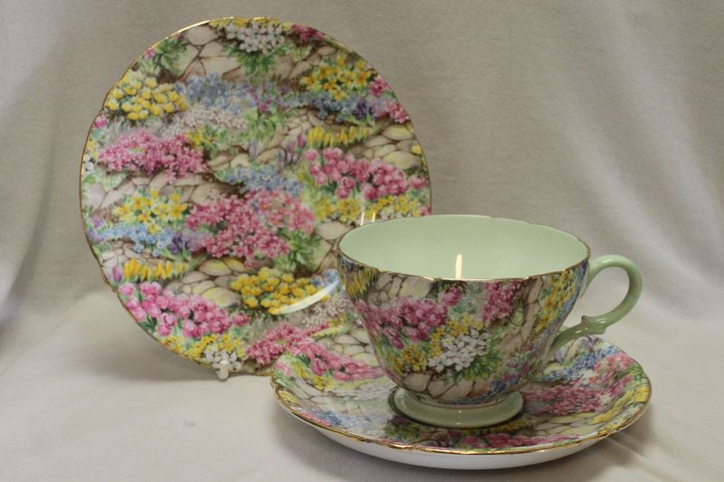 Shelley Rock Garden chintz cup saucer and plate-pattern 13454.
