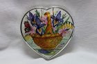 Enamelled sterling silver heart shaped trinket box