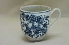 Caughley blue printed coffee cup Fence pattern